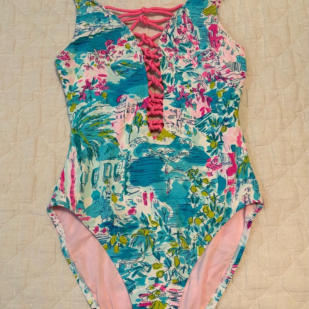 LILLY PULITZER ISLE LATTICE ONE-PIECE SWIMSUIT